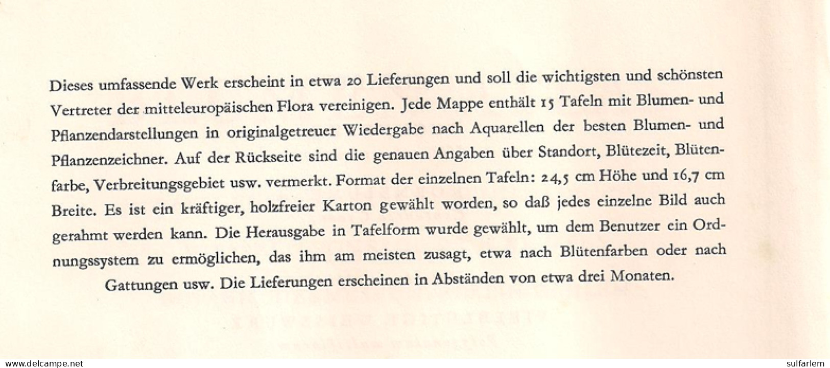 BLUMEN ATLAS mit 20 Lieferungen von 15 Tafeln nach Aquarellen von Elsa M.FELSKO.