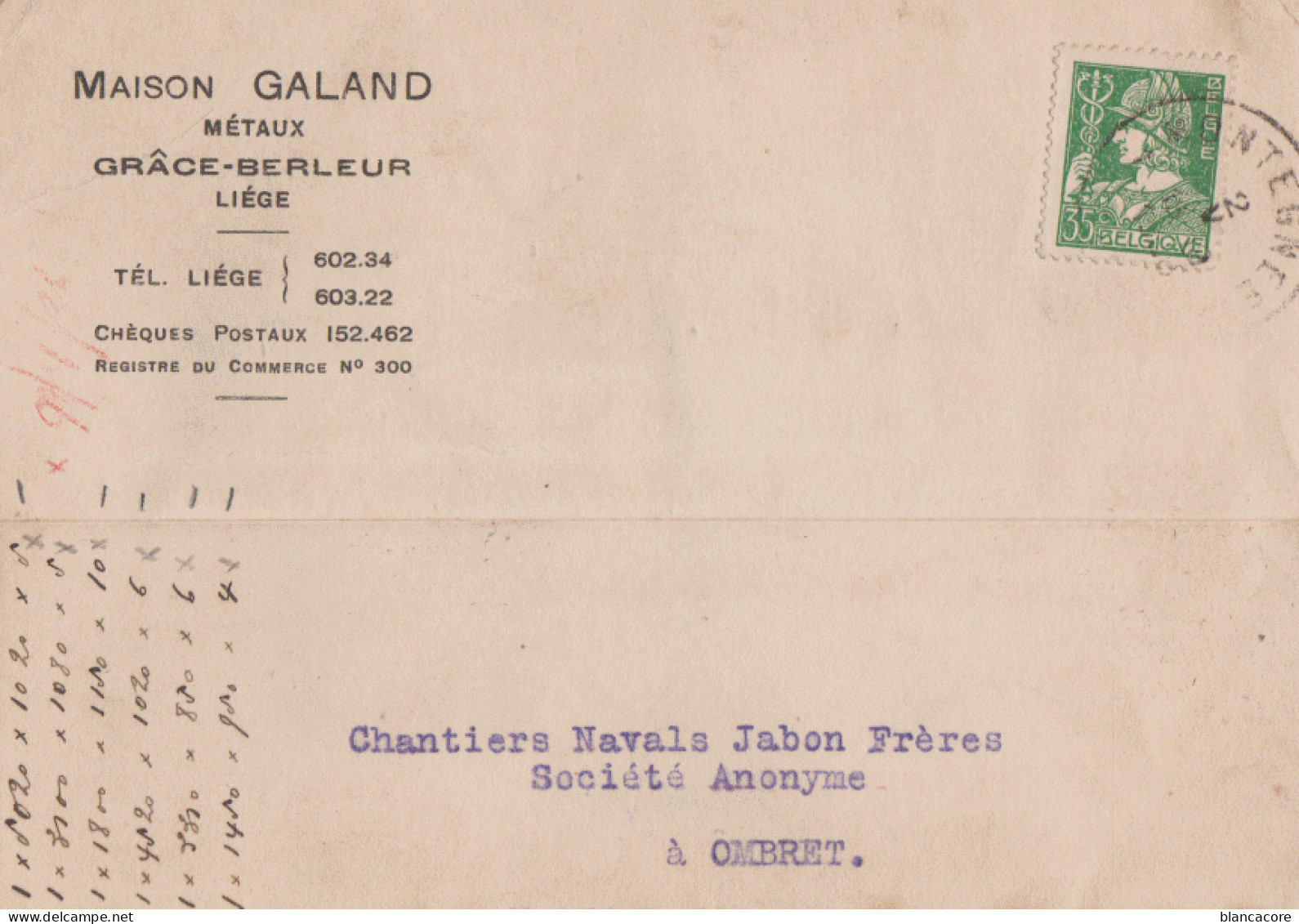 GRACE BERLEUR  / Commune De Grâce Hollogne  GALAND  Métaux Fers & Aciers 1936 - Grace-Hollogne
