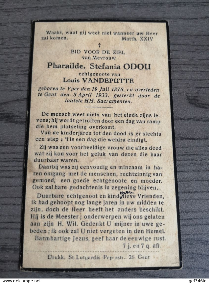 Odou Vandeputte Yper Ieper 1876 Gent 1933 - Religion & Esotérisme