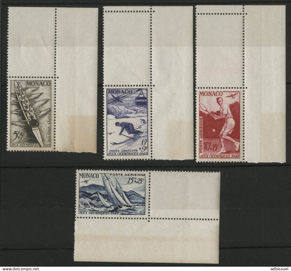 MONACO POSTE AERIENNE N° 32 à 35 Cote 105 € Neufs ** (MNH) Avec Bords De Feuilles J. O. De Londres 1948 - Airmail