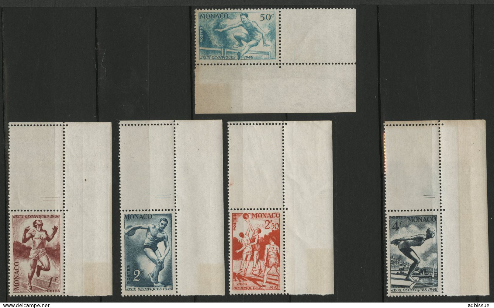 MONACO N° 319 à 323 Cote 12 € Neufs ** (MNH) Avec Bords De Feuille J. O. De Londres 1948 - Unused Stamps