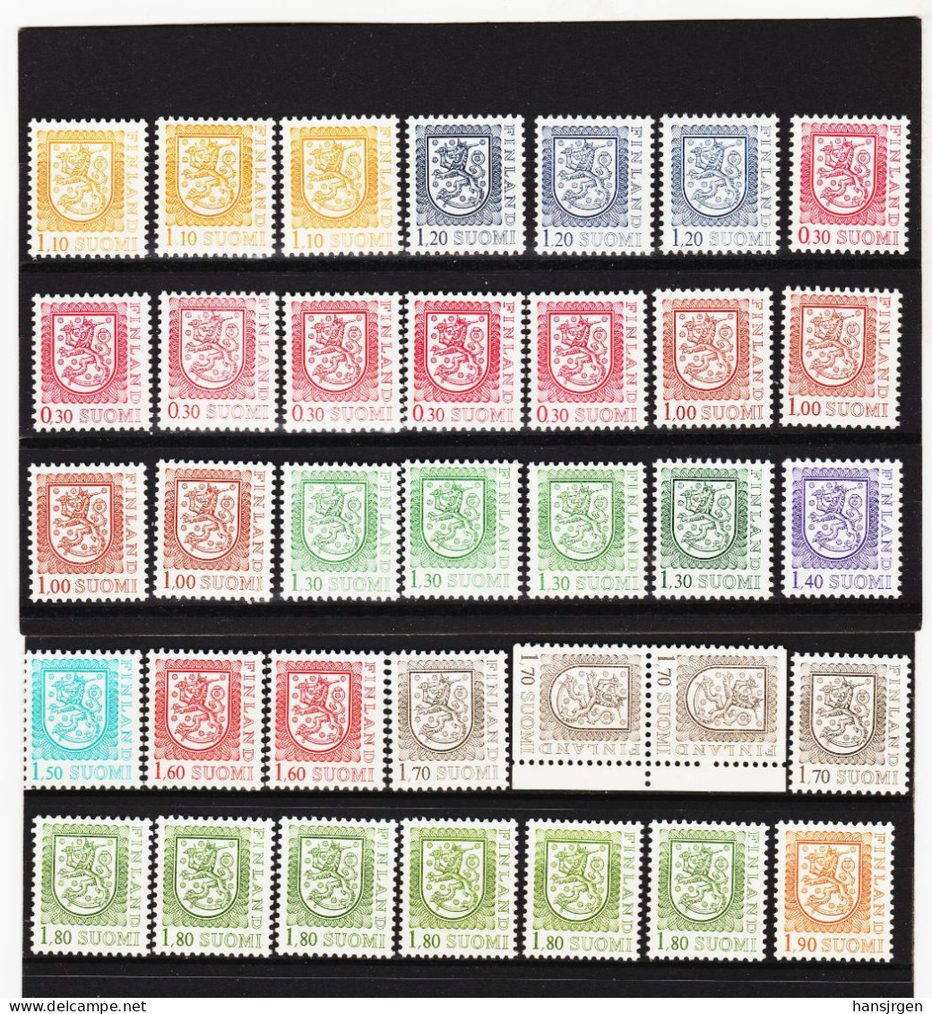 CAO156 FINNLAND 1979/89 LOT Freimarken STAATSWAPPEN I+II Ax-Cy ** Postfrisch  SIEHE ABBILDUNG - Unused Stamps
