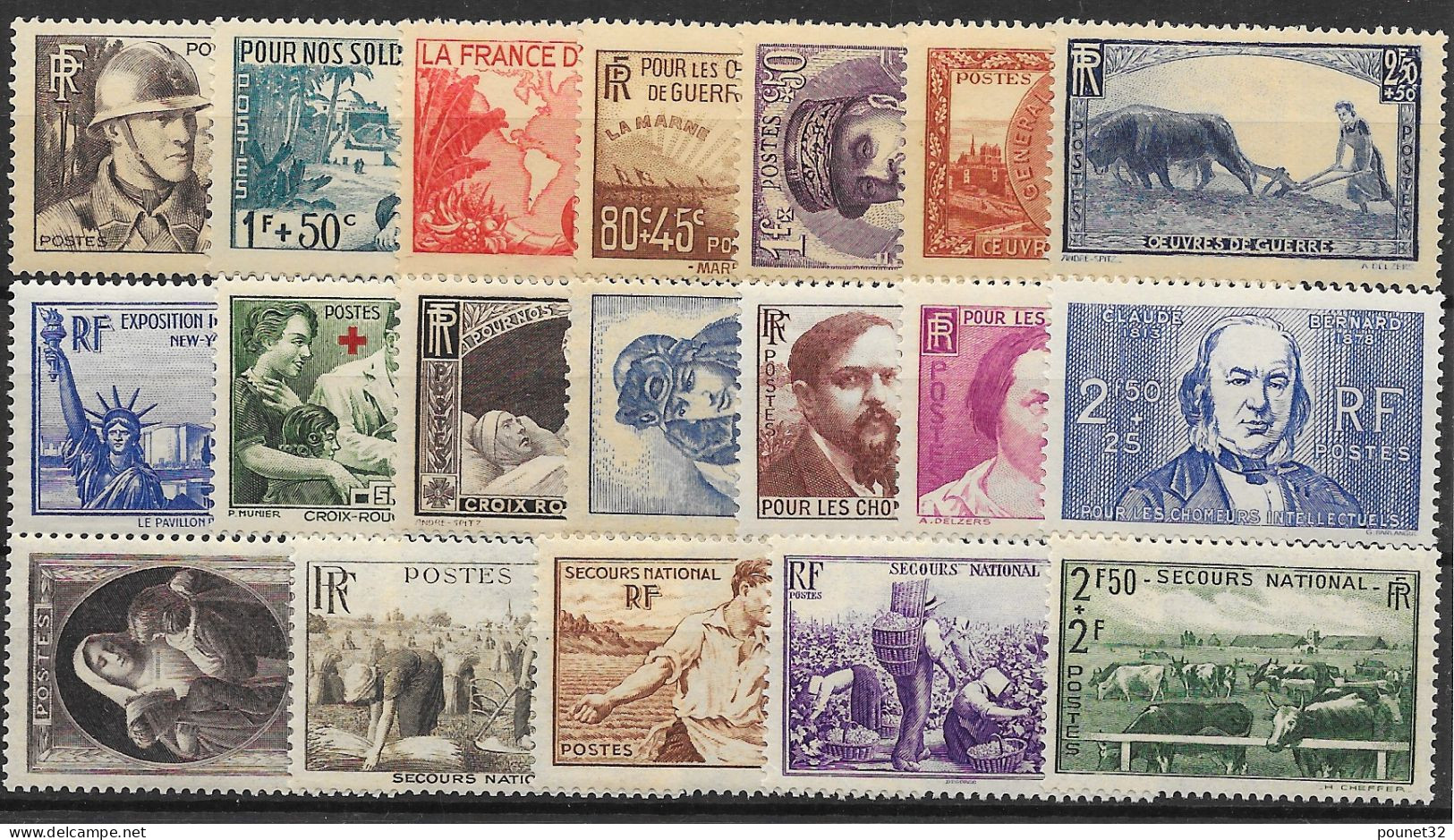 FRANCE ANNEE COMPLETE 1940 N° 451/469 NEUVE ** GOMME SANS CHARNIERE - COTE 214 € - 1940-1949