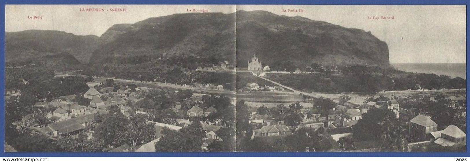 CPA Ile De La Réunion Non Circulé Saint Denis Carte Double Panoramique - Saint Denis