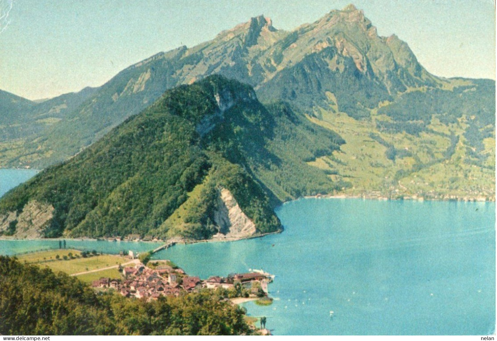 STANSSTAD , BLICK AUF HERGISWIL UND PILATUS - F.P. - Hergiswil