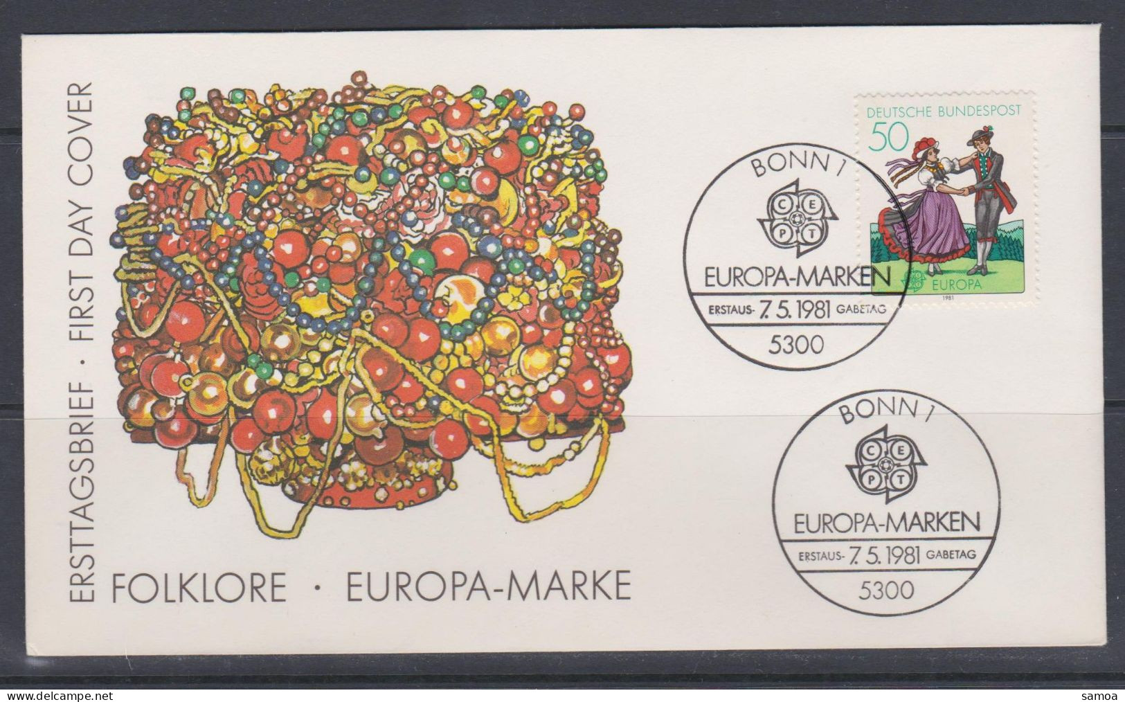 Allemagne RFA FDC 1981 928 Europa Folklore Danseurs Allemagne Du Sud Costumes - 1981-1990