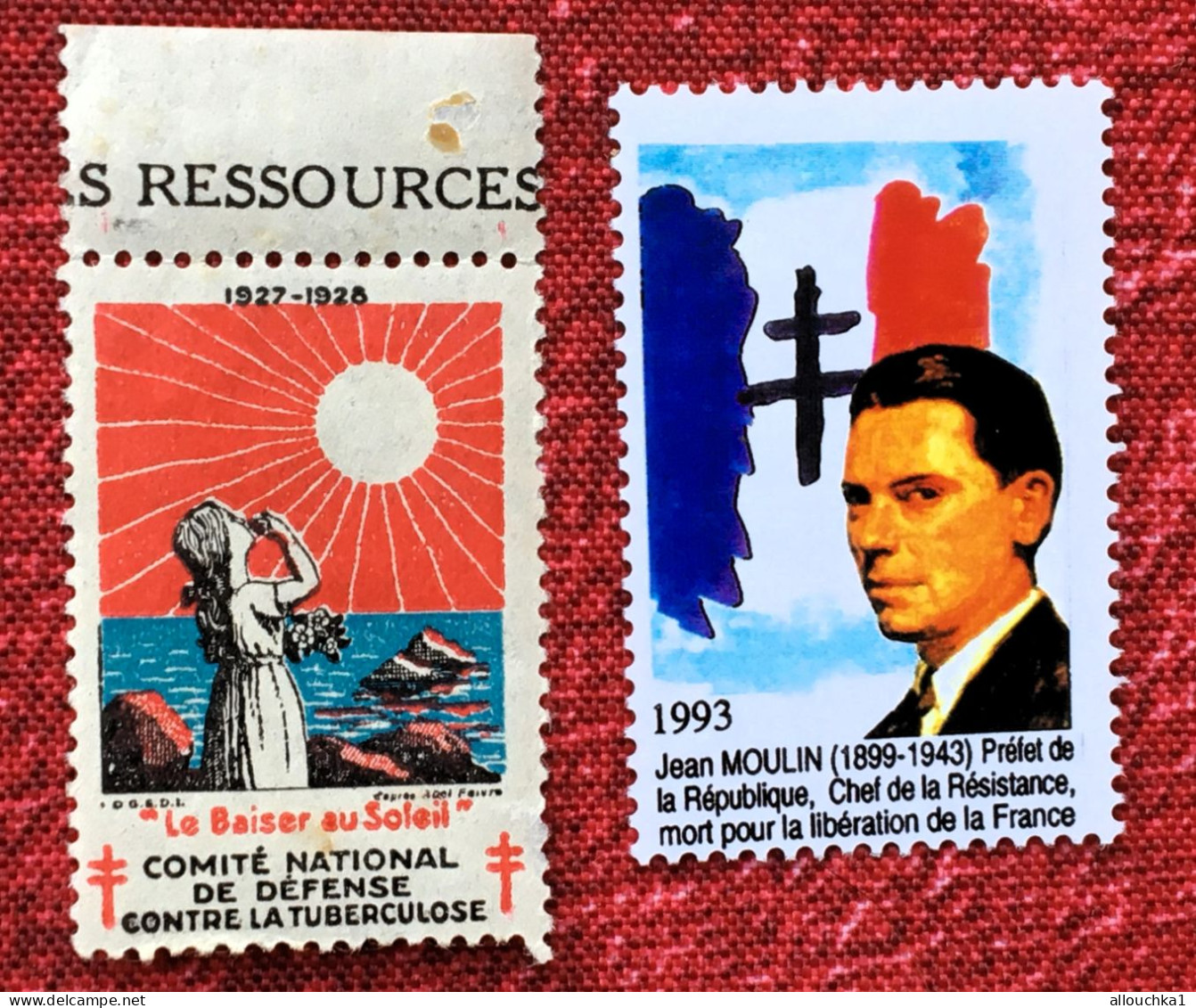 Jean-Moulin Résistance Antituberculeux Contre Tuberculose-2 Timbre**Vignette Sani.i-Erinnophilie-[E]Stamp-Sticker-Viñeta - Tuberkulose-Serien