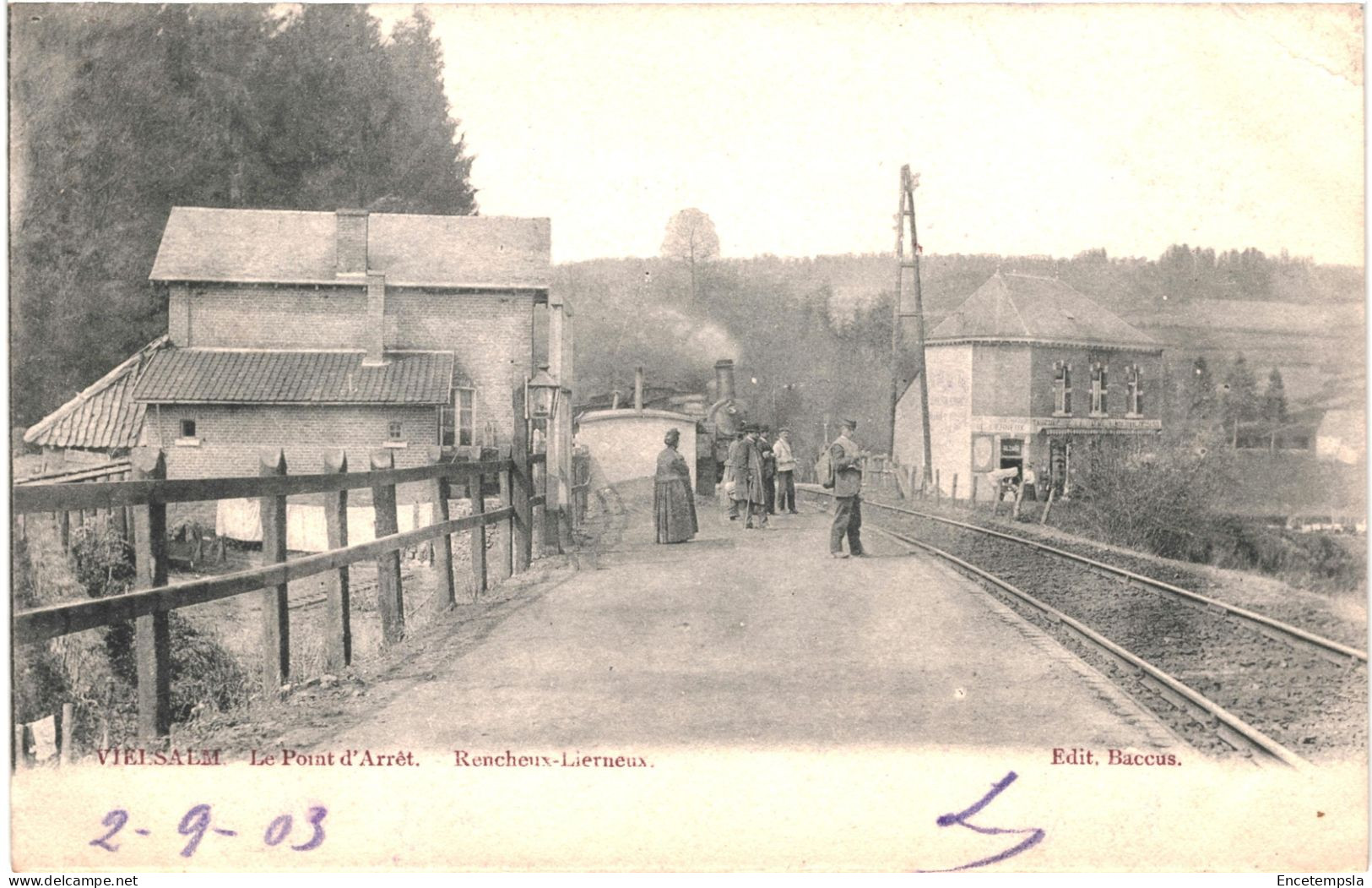 CPA Carte Postale Belgique Vielsalm Le Point D'Arrêt  Train Animée 1903 VM76270ok - Vielsalm