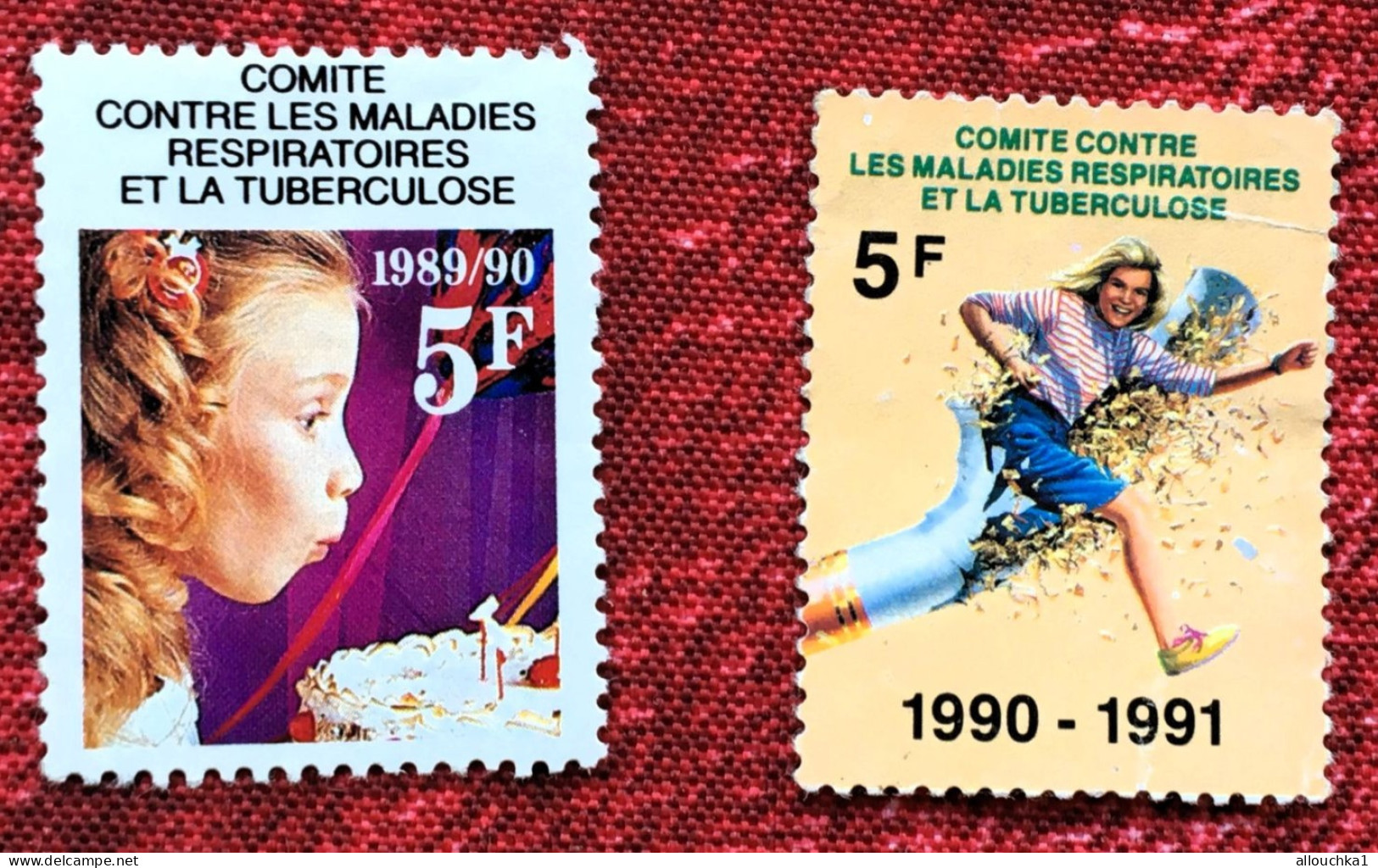 Antituberculeux Contre Tuberculose-2 Timbres **Vignette Sanitaire -Erinnophilie-[E]Stamp-Sticker-Viñeta - Antituberculeux