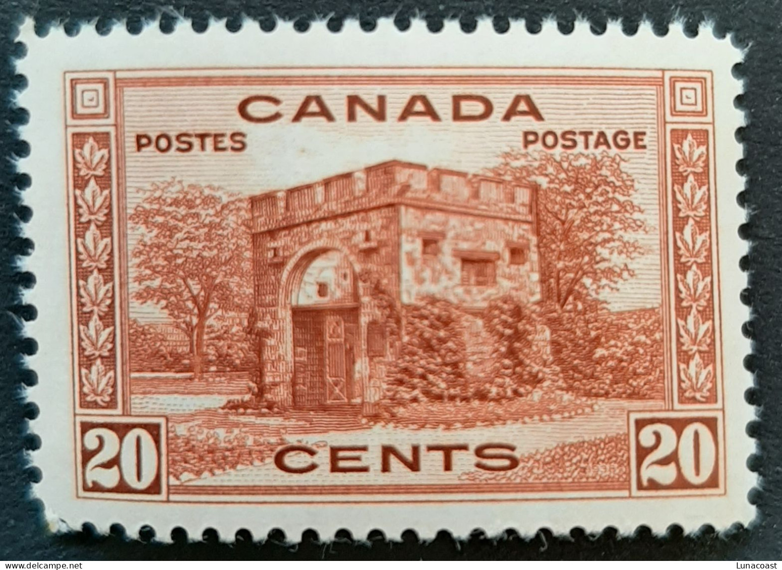 Canada 1938  MNH  Sc 243**    20c  Fort Gary Gate - Unused Stamps