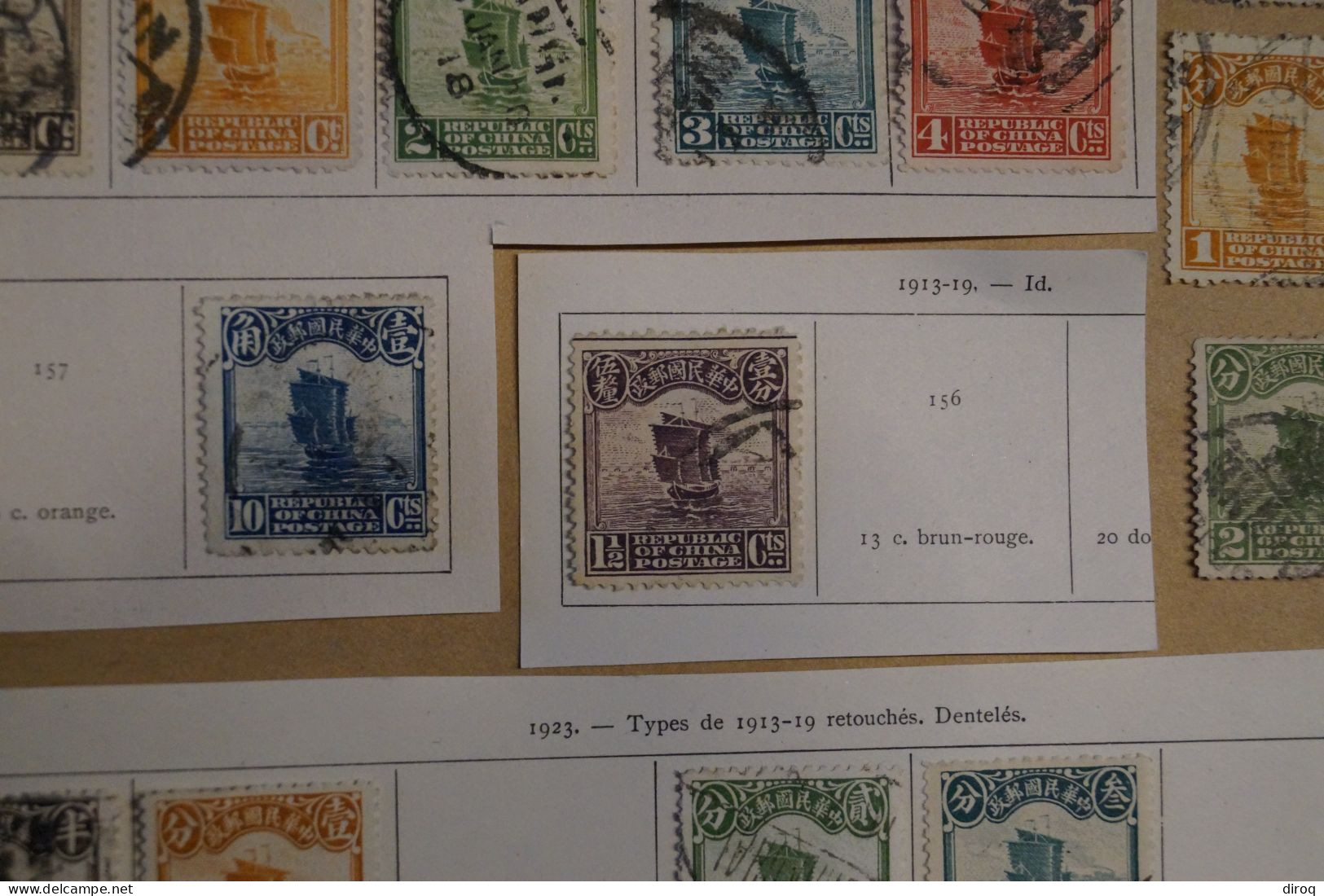 Chine,Chines,lot de 48 timbres oblitérés,1913 - 1923,certains avec surcharges, pour collection,collector