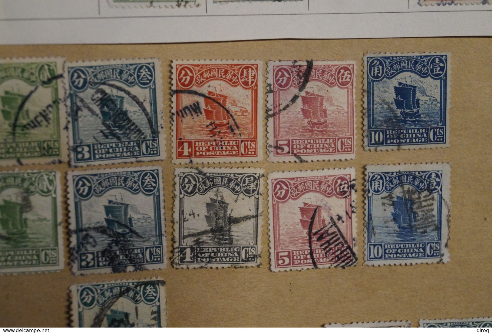Chine,Chines,lot de 48 timbres oblitérés,1913 - 1923,certains avec surcharges, pour collection,collector
