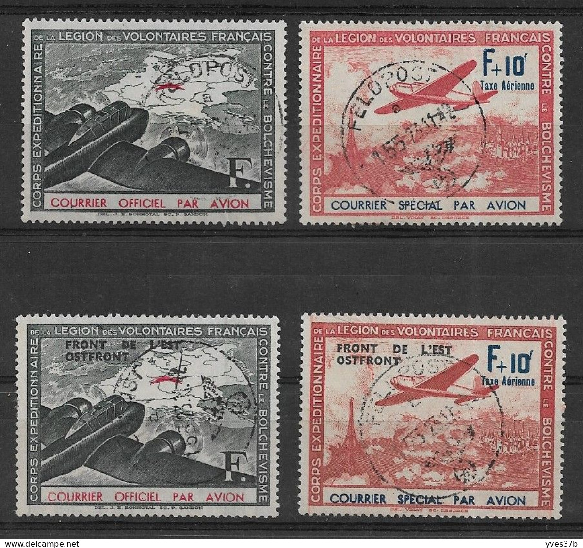 FRANCE Légion Des Volontaires Contre Le Bolchévisme N°2/5 Oblitérés - Signés Calves - TTB - - Guerre (timbres De)