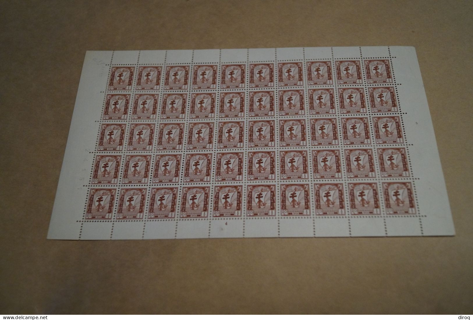 Oeuvres Antituberculeuses,20 Cent. + 5 Cent. ,feuille De 50 Timbres Neuf,1956 - Unused Stamps