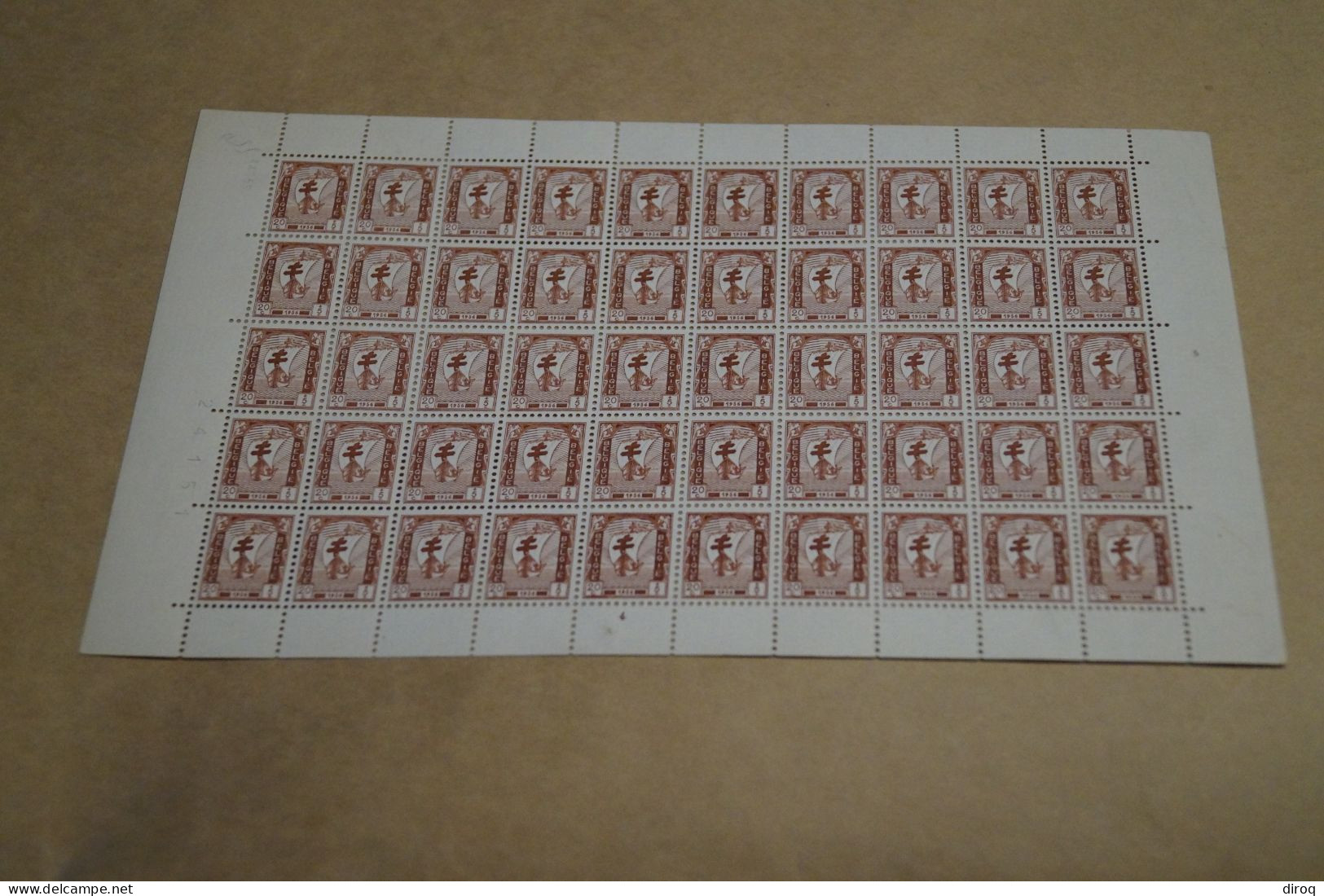 Oeuvres Antituberculeuses,20 Cent. + 5 Cent. ,feuille De 50 Timbres Neuf,1956 - Unused Stamps