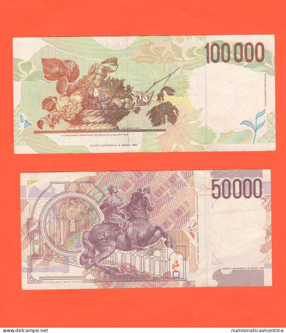 Italia Repubblica 50000 + 100000 Lire 2° Tipo Color Caravaggio Bernini Italie Italy - 100000 Liras