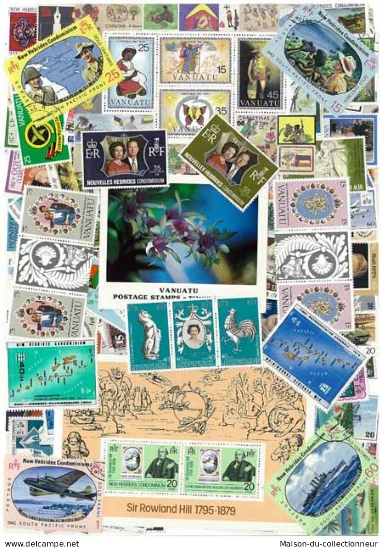 Collection De Timbres Nlles Hebrides Vanuatu Oblitérés 100 Timbres Différents - Collections, Lots & Series