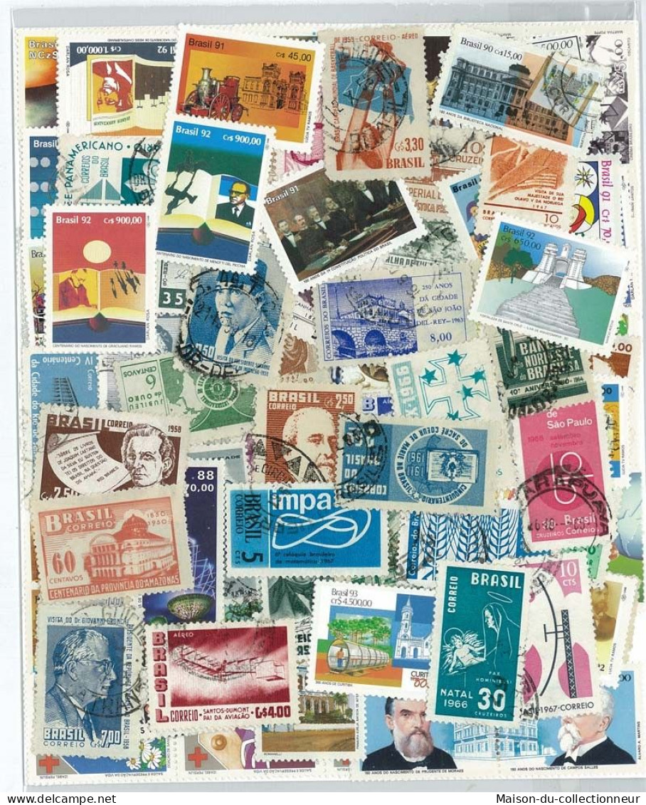 Collection De Timbres Bresil Oblitérés 100 Timbres Différents - Collections, Lots & Series