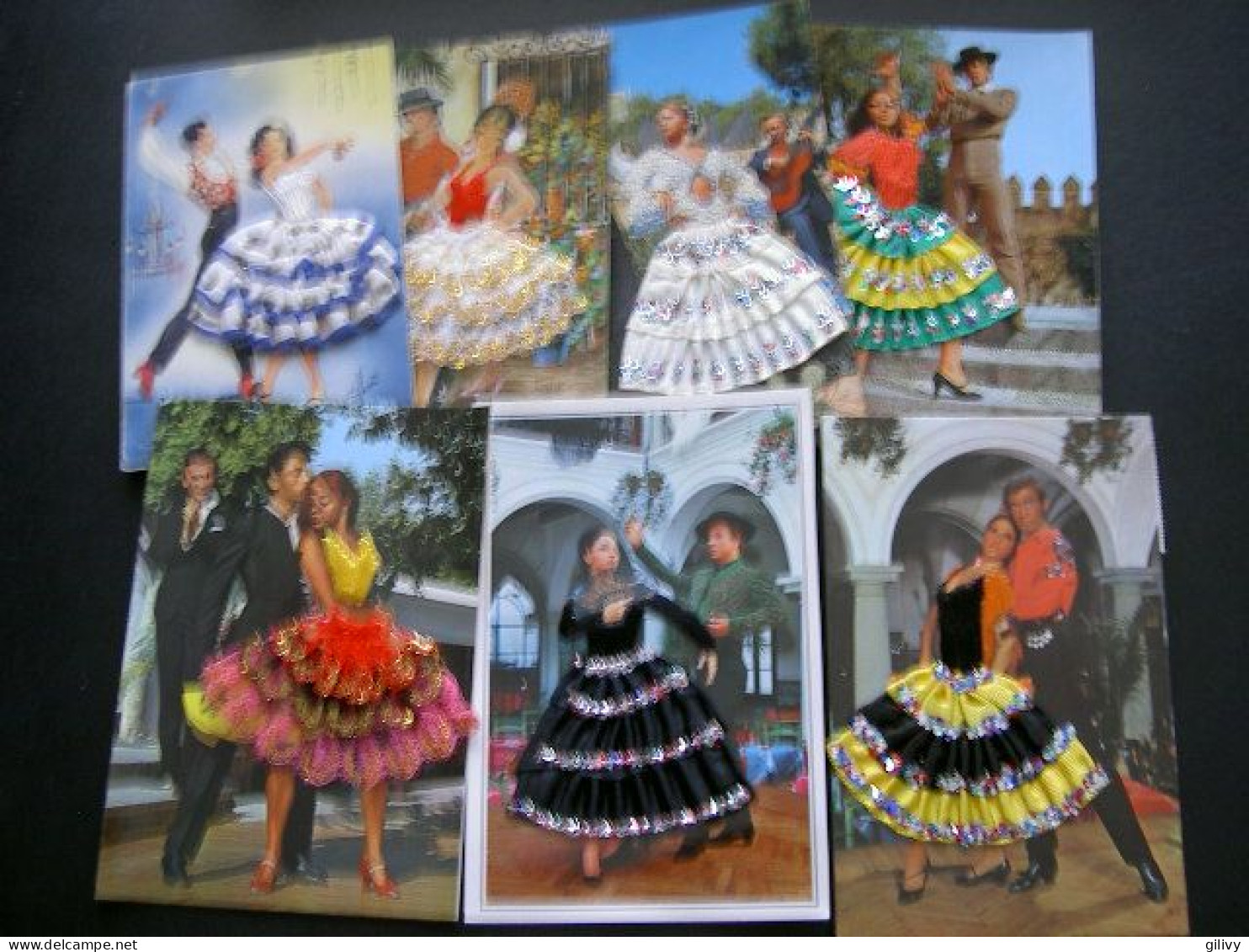 Folklore Cartes Brodées - Lot 7 Cartes - Colecciones Y Lotes