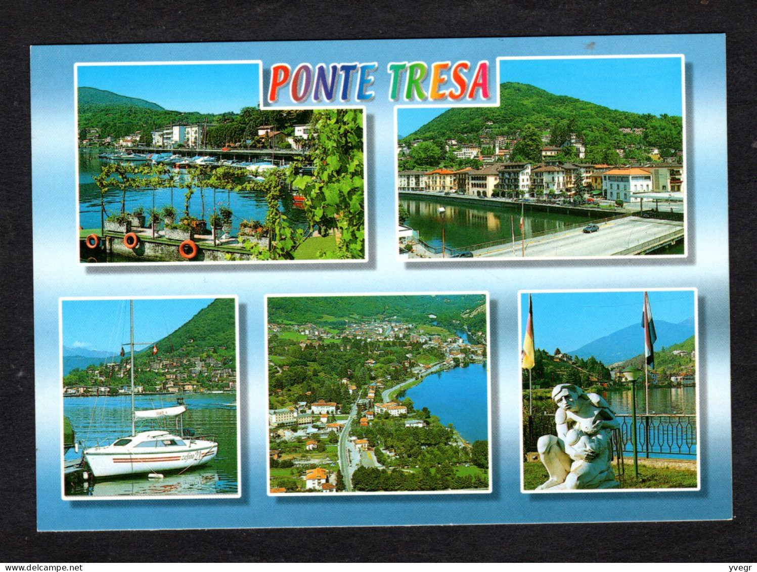 Suisse - PONTE TRESA - Multi Vues - Le Port, Voilier, Vue Aérienne Sur Le Village - Ponte Tresa