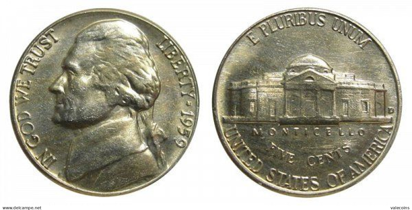 USA UNITED STATES - 1959 D - 5 Cents - KM A192 - AUNC        MyRef:AME - 1959-…: Lincoln, Memorial Reverse