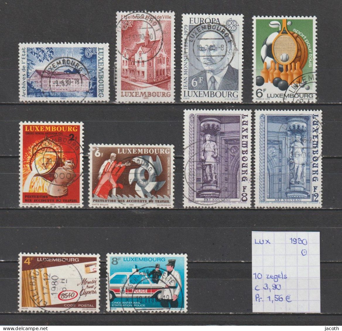 (TJ) Luxembourg 1980 - 10 Zegels (gest./obl./used) - Usados