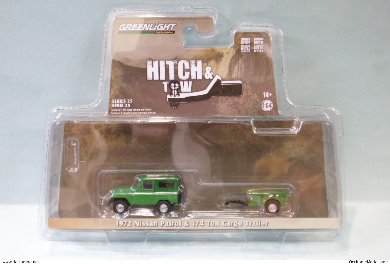 Greenlight - NISSAN PATROL 1972 + Remorque 1/4 Ton Réf. 32250-A Neuf 1/64 - Andere & Zonder Classificatie