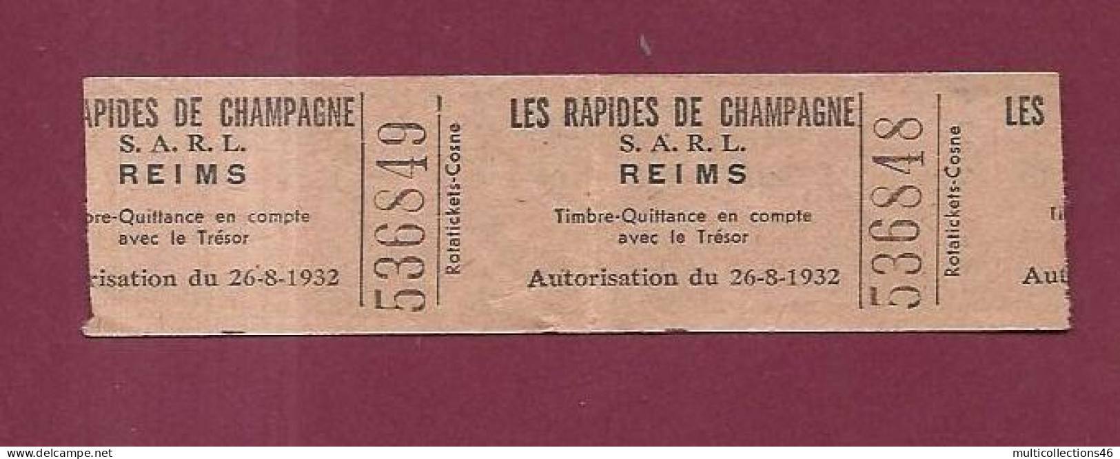 160124A - TICKET BUS LES RAPIDES DE CHAMPAGNE Sarl REIMS N°536849 - Europe