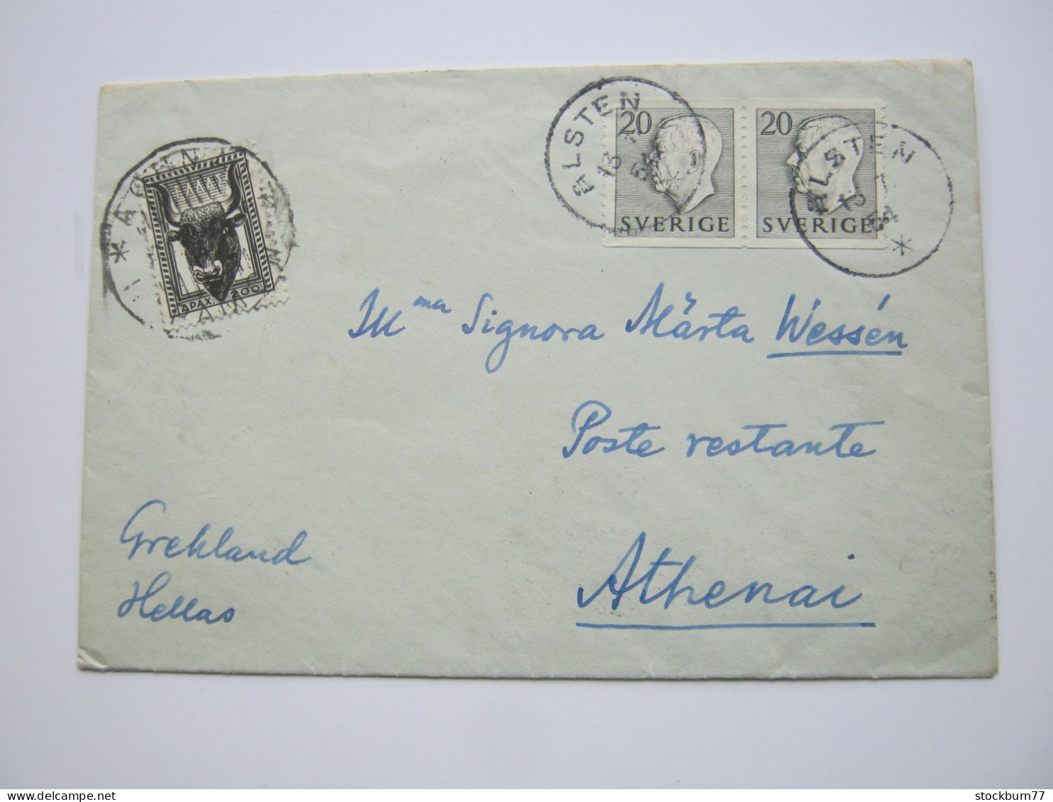1954 , Brief Aus Schweden Nach Griechenland , Nachporto , Taxe - Lettres & Documents