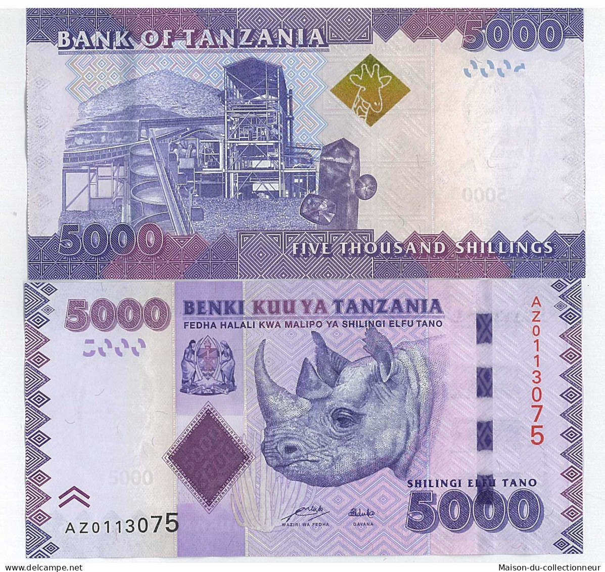 Billets Banque Tanzanie Pk N° 43 - 5000 Shilings - Tanzanie