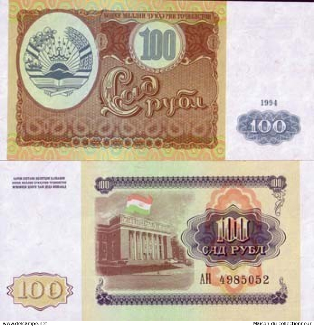Billets Collection Tadjikistan Pk N°  6 - 100 Rubles - Tadjikistan