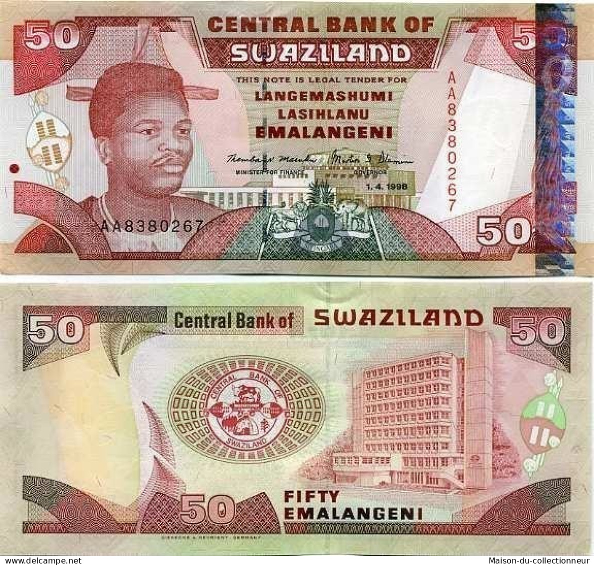 Billets Banque Swaziland Pk N° 26 - 50 Lilangeni - Swasiland