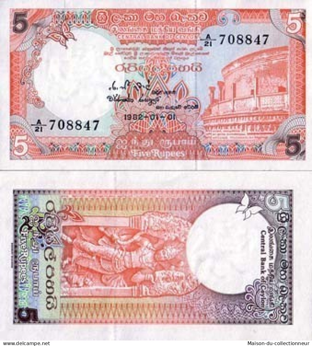 Billets Banque Sri Lanka Pk N° 91 - 5 Rupees - Sri Lanka