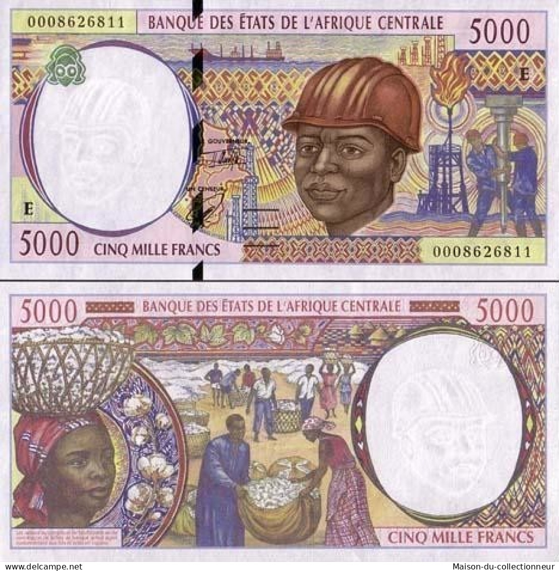 Billet De Banque Afrique Centrale Cameroun Pk N° 204 - 5000 Francs - Kameroen