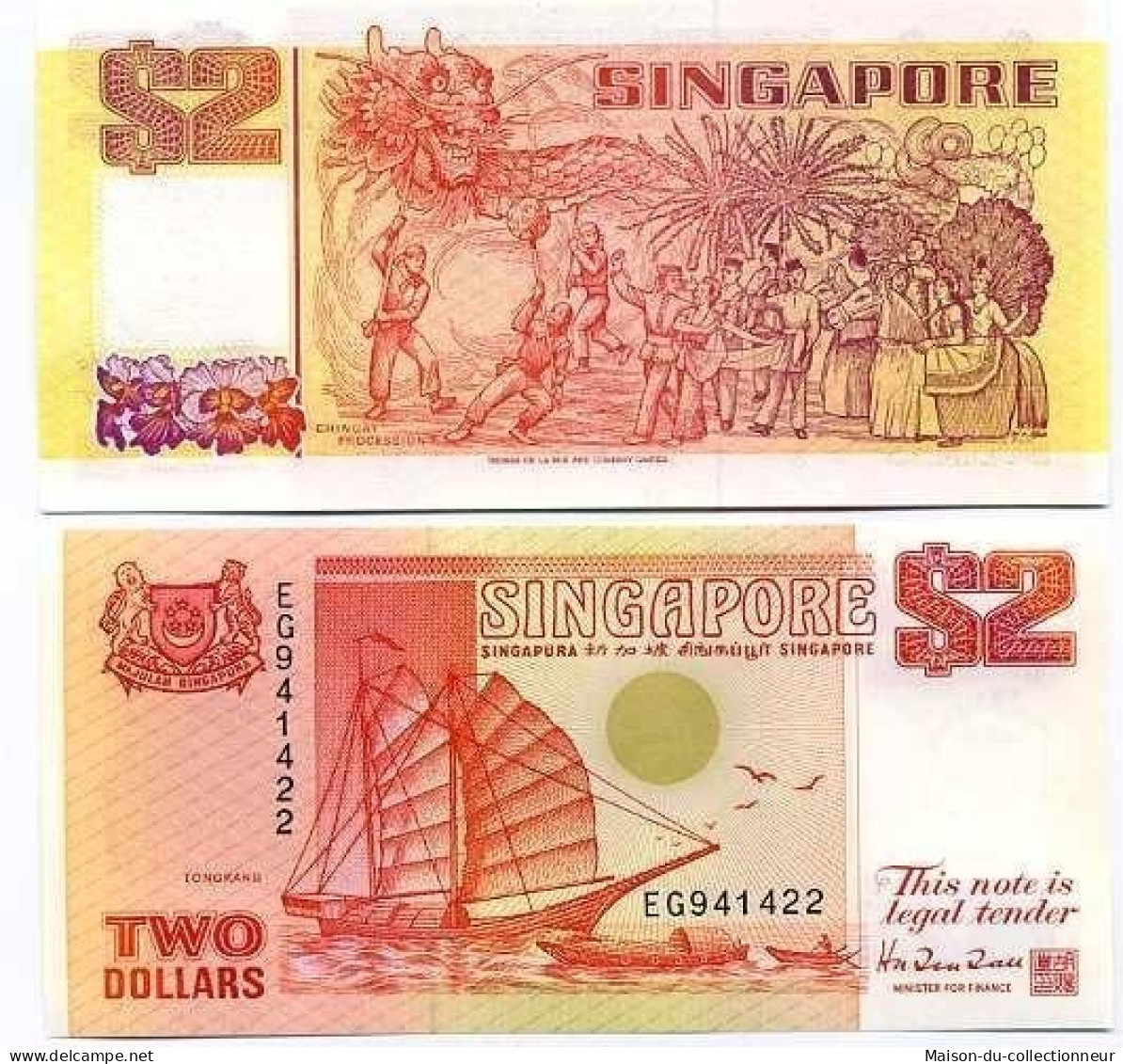 Billet De Collection Singapour Pk N° 27 - 2 Dollars - Singapur