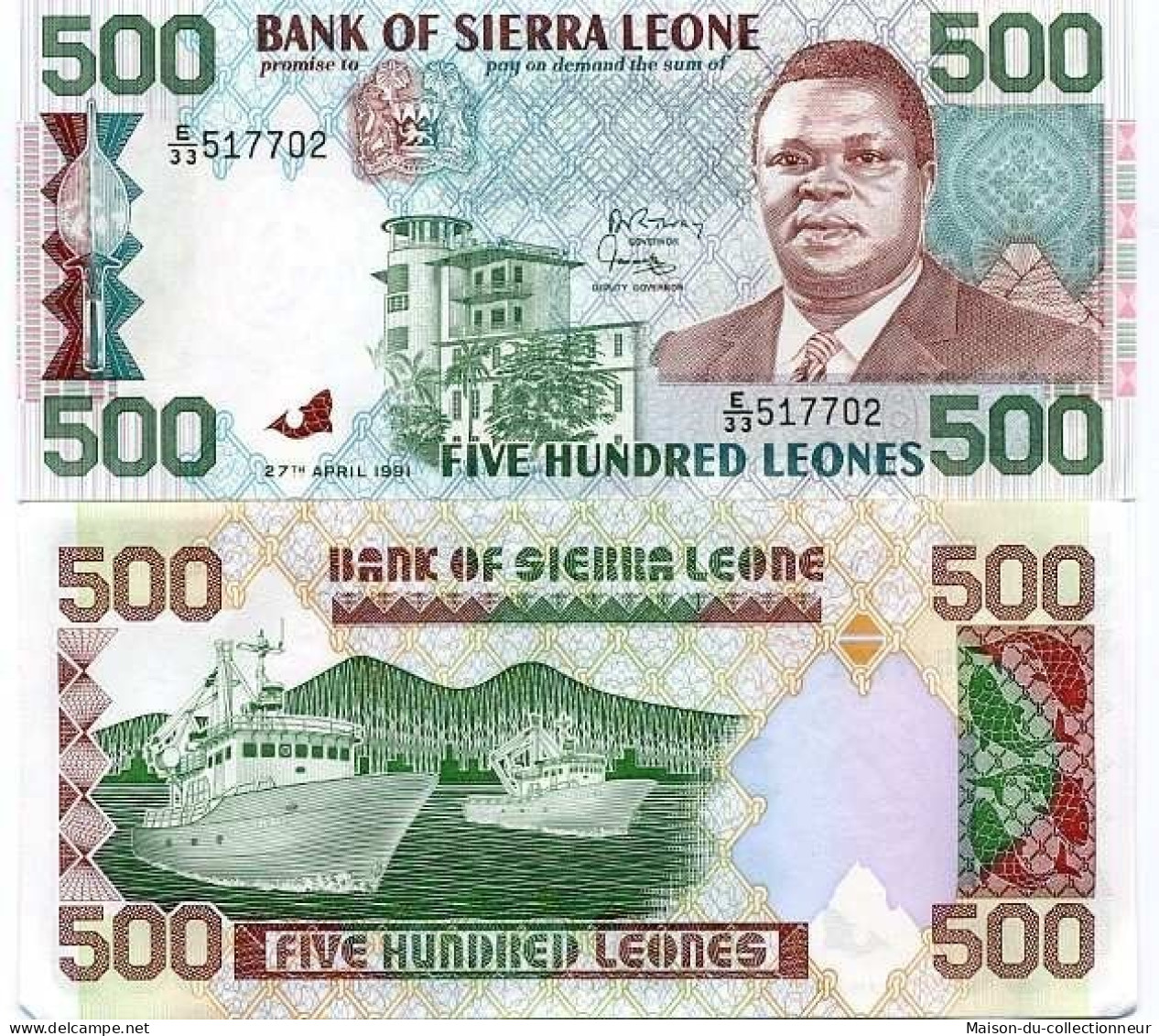 Billet De Collection Sierra Leone Pk N° 19 - 500 Leones - Sierra Leone
