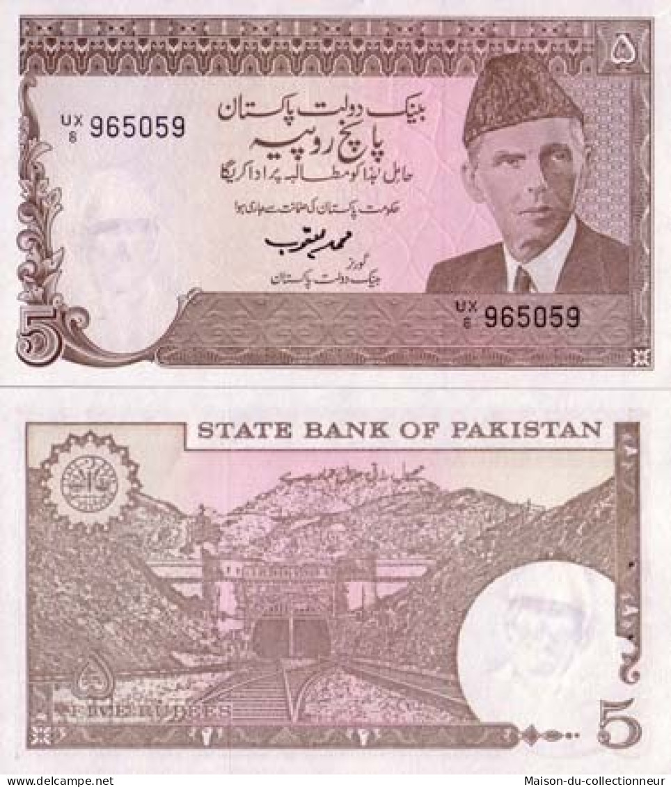 Billets Banque Pakistan Pk N° 38 - 5 Ruppee - Pakistán