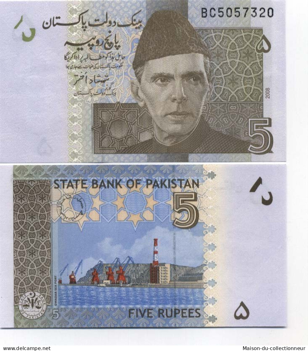 Billets De Banque Pakistan Pk N° 53 - 5 Ruppees - Pakistán