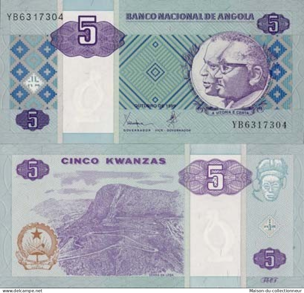 Billet De Collection Angola Pk N° 144 - 5 Kwanzas - Angola