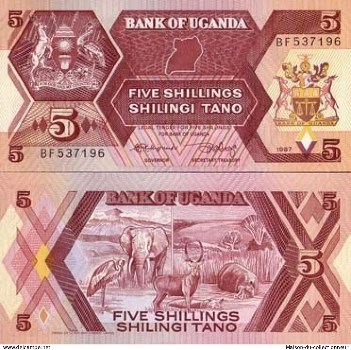 Billet De Collection Ouganda Pk N° 27 - 5 Shillings - Uganda