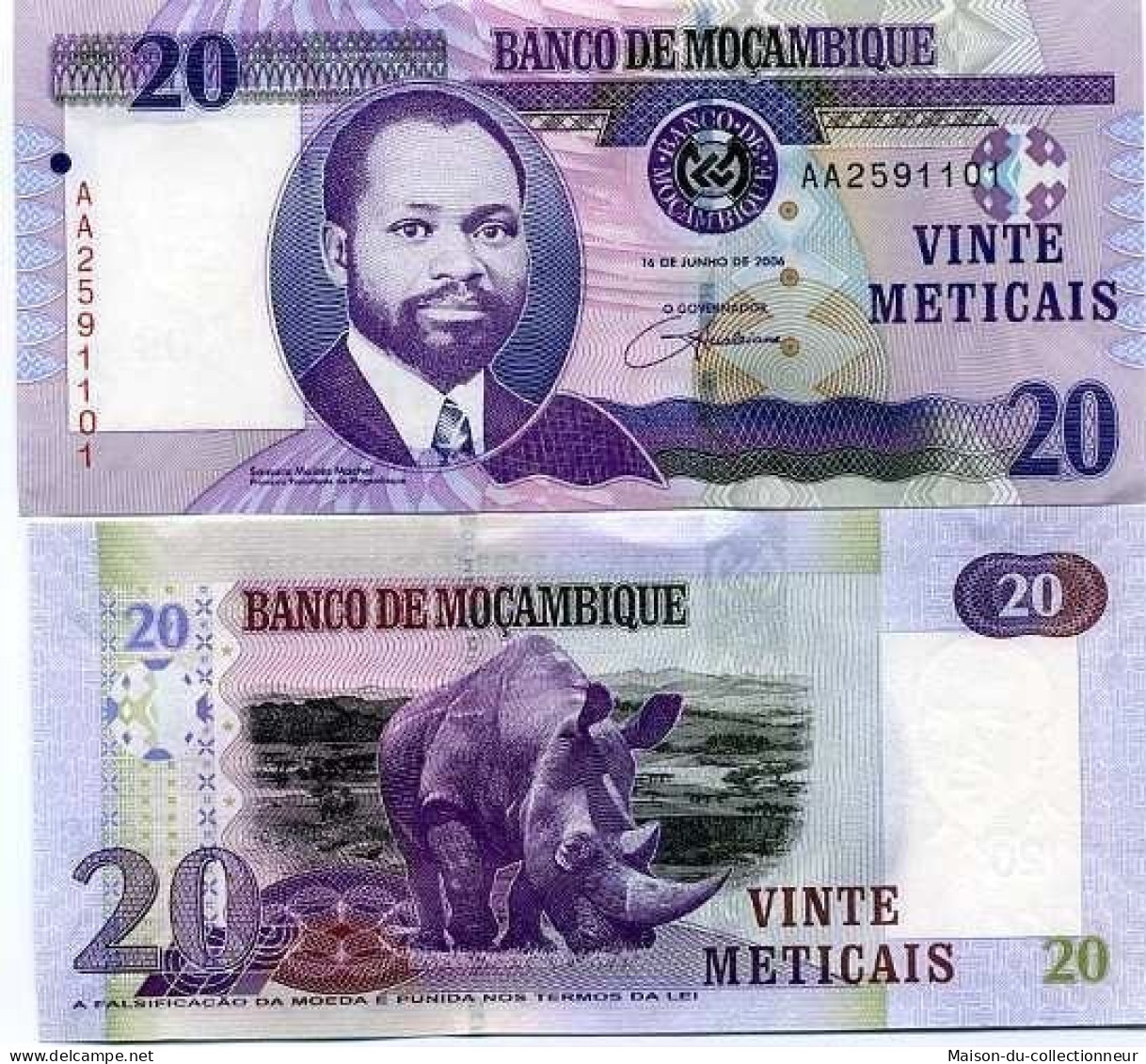 Billets Banque Mozambique Pk N° 143 - 20 Meticais - Mozambique