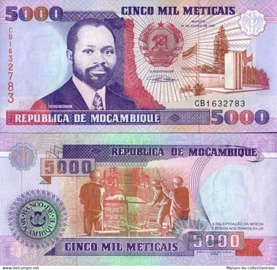 Billet De Banque Mozambique Pk N° 136 - 5000 Meticais - Moçambique