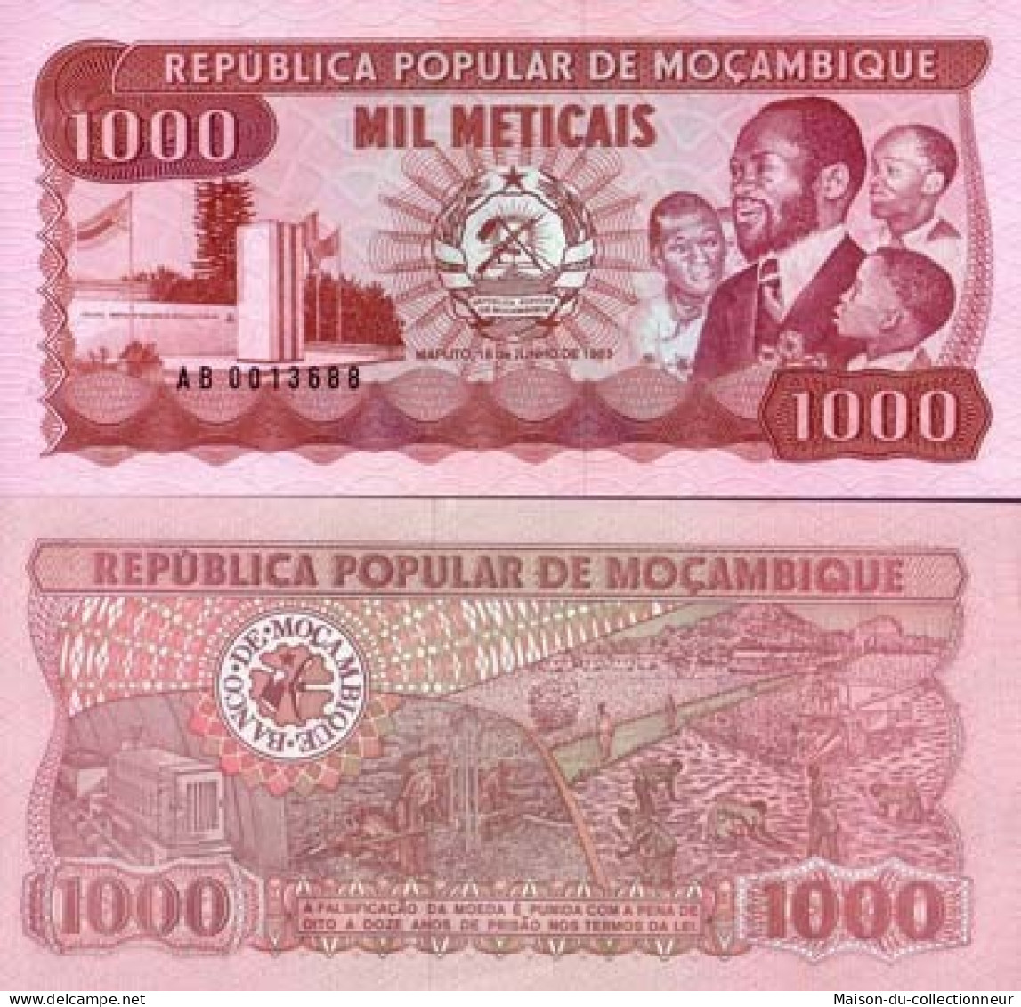 Billet De Banque Mozambique Pk N° 132 - 1000 Meticais - Mozambique