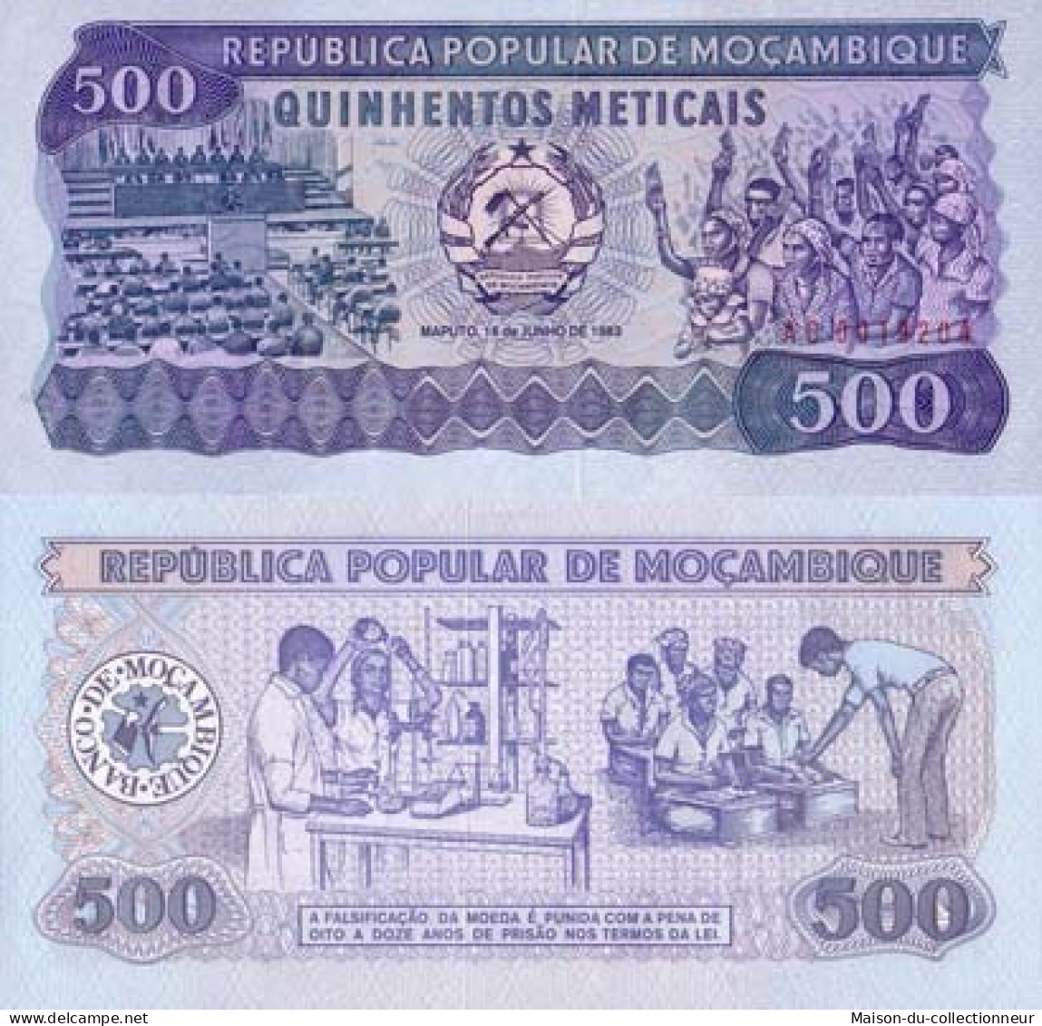 Billet De Collection Mozambique Pk N° 127 - 500 Meticais - Moçambique