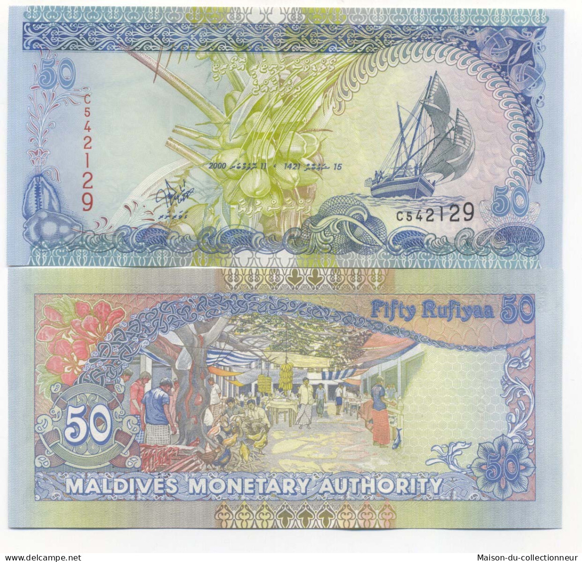 Billets De Banque Maldives Pk N° 21 - 50 Rufiyaa - Maldive