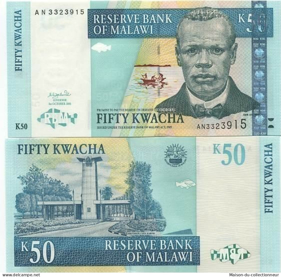 Billet De Collection Malawi Pk N° 45 - 50 Kwacha - Malawi