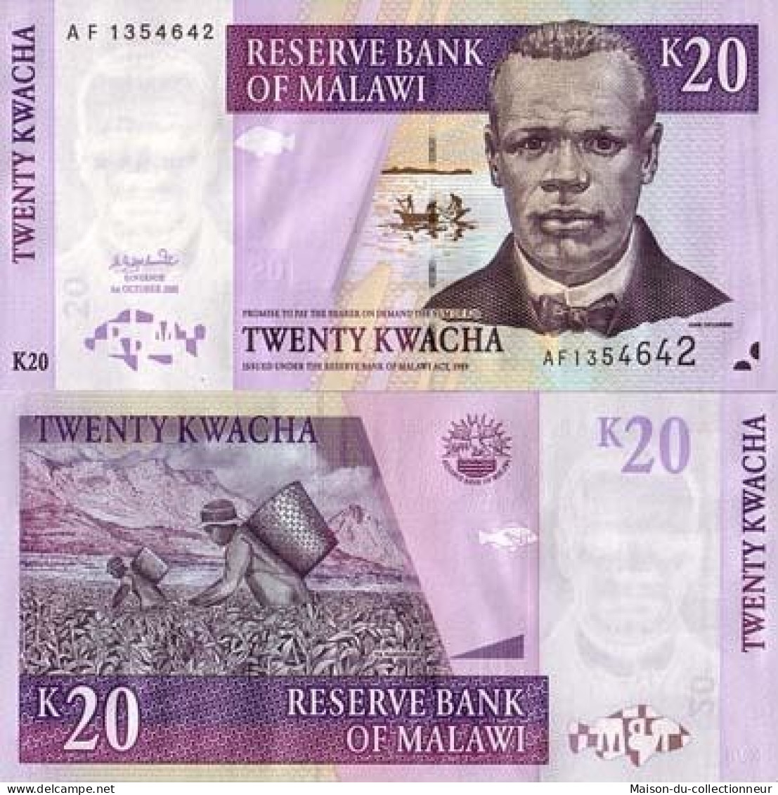 Billet De Banque Malawi Pk N° 44 - 20 Kwacha - Malawi