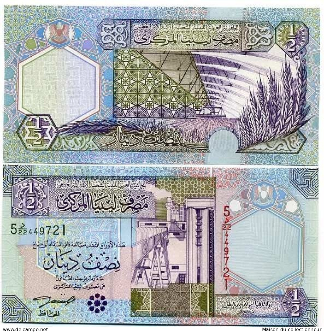 Billets De Banque Libye Pk N° 63 - 1/2 Dinar - Libië