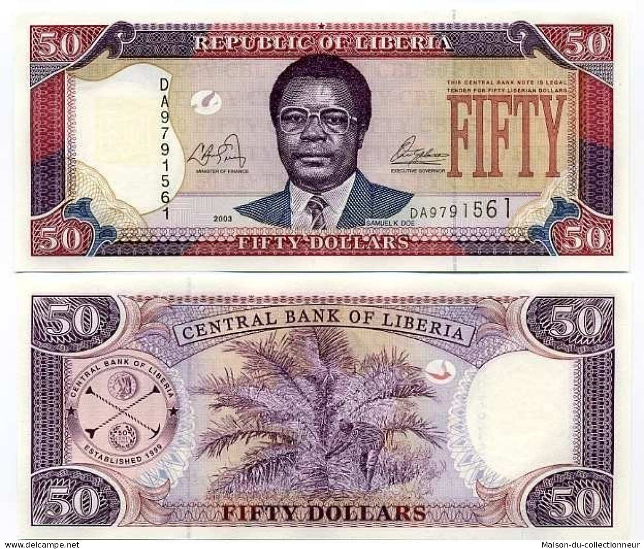 Billets Banque LIBERIA Pk N° 29 - 50 Dollar - Liberia