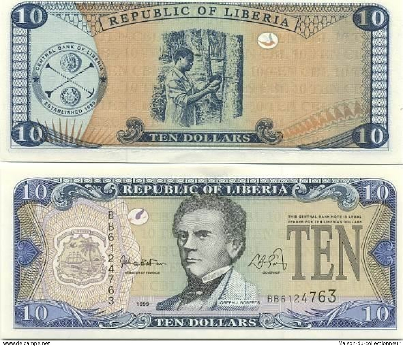 Billet De Collection LIBERIA Pk N° 22 - 10 Dollar - Liberia